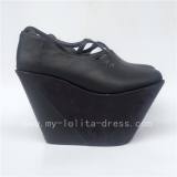 Beautiful Black Velvet Wedge Shoes