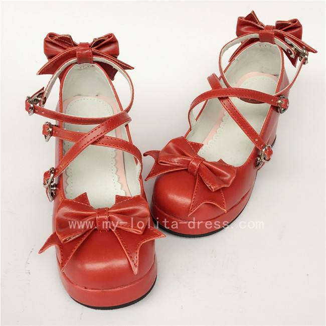 Sweet Cat's Ear Bows Matte Lolita Heels Shoes