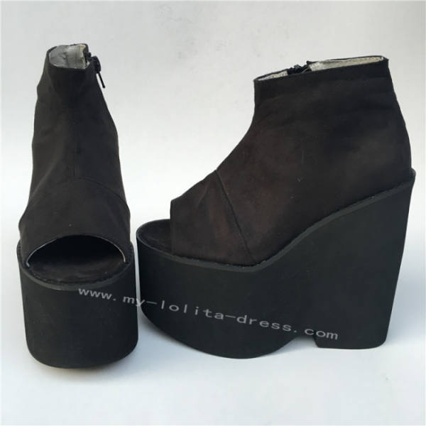 Black Velvet Leather Lolita High Platform O