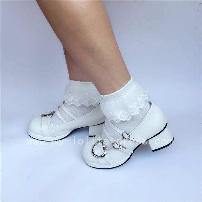 Black White Middle Heel Lolita Shoes