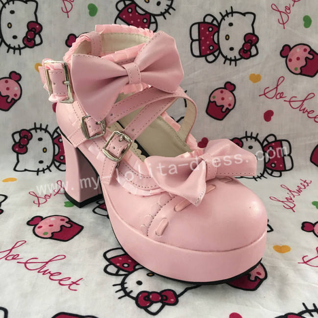 Sweet Pink Square Heel Gokou Ruri Boots
