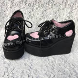 Sweet Black Lolita High Platform with Pink Heart Shape