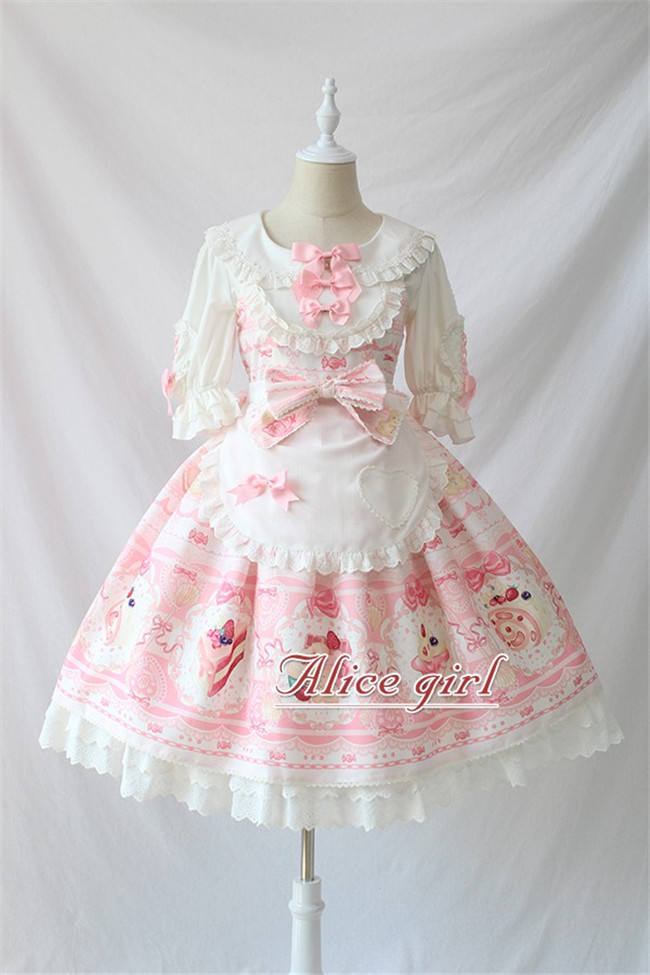 Dessert Chef~ Sweet Lolita JSK With Detachable Apron -Ready Made Light Blue Size S - In Stock