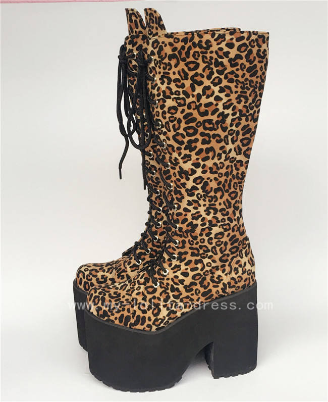 Beautiful White Matte Lace-up Knee Lolita High Boots