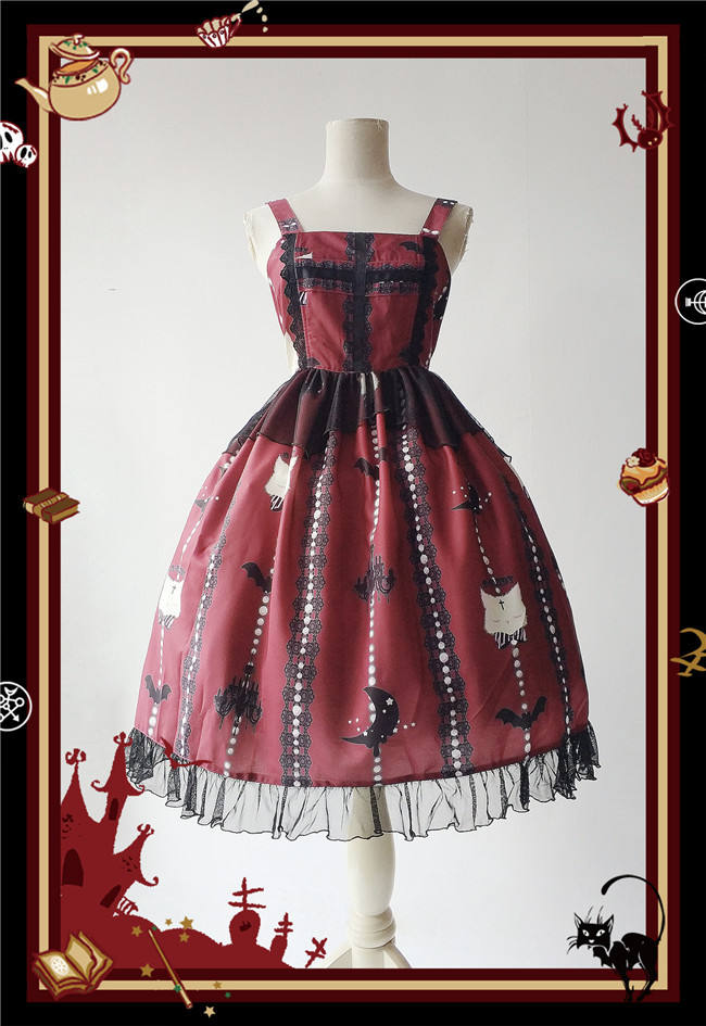 The Cat Cross~ Halloween Lolita JSK Dress + Headbow Navy Blue Size M - In Stock