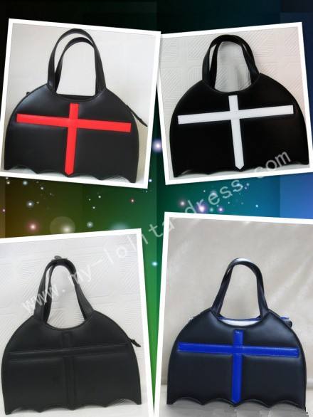 Bat Shape Black Lolita HandBag with Cross