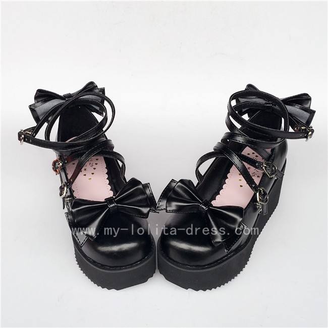 Purple Bow Straps Lolita Platform Shoes