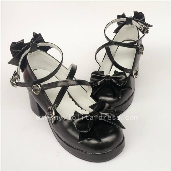 Sweet Cat's Ear Bows Matte Lolita Heels Shoes