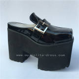 Glossy Black Lolita Flat Shoes