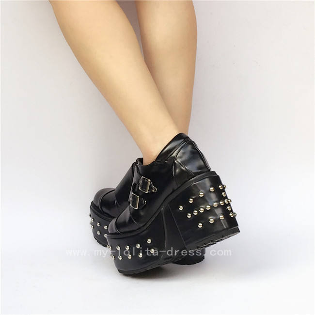 Elegant Black Square Heels Shoes