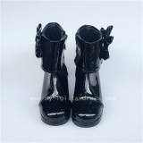 Black Bows Lolita Short Boots with Zipper