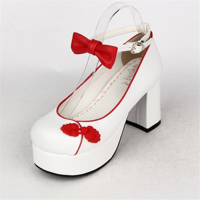 Angelic Imprint- Elegant Bow Embroidery Round/Square Heels Qi Lolita Shoes