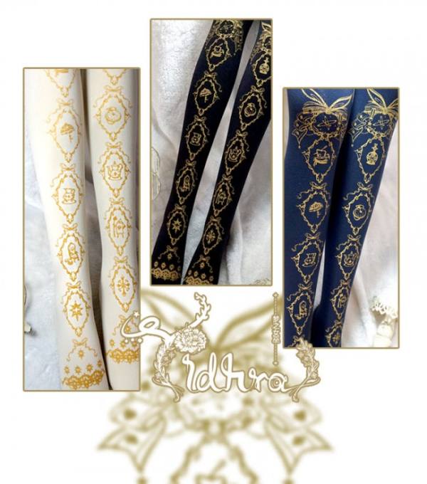 Yidhra -Dream- Horizon- Gold-stamping Printed Lolita Tights - In Stock