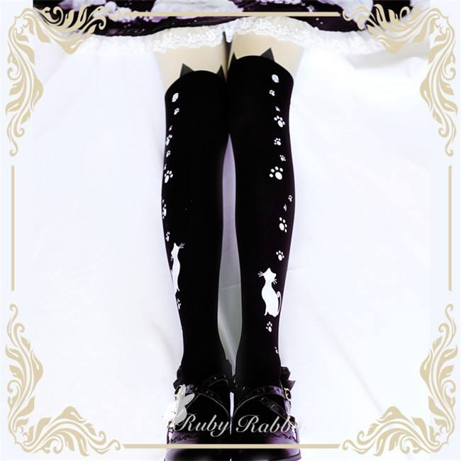 Ruby Rabbit ~The cat Bell~ Lolita Printed Tights