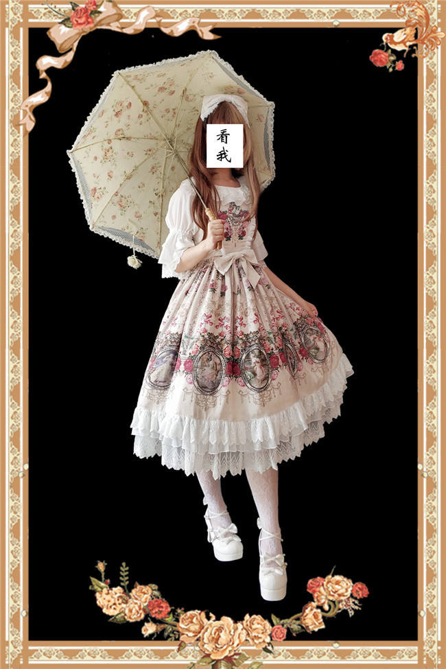 Royal Mural~ Sweet Lolita Printed JSK+Headbow-Ready Made