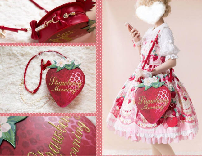 A Strawberry~Sweet Bows Lolita cross bag -Ready Made