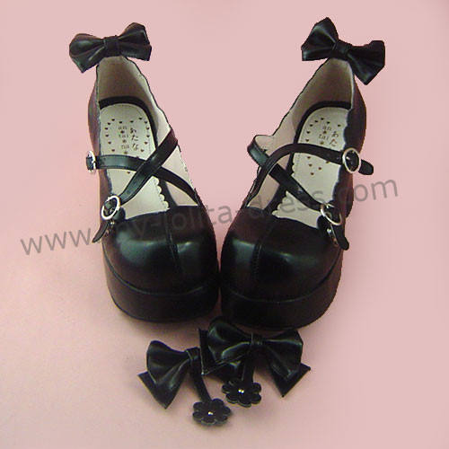 Removable Bows Cross Straps Lolita Shoes