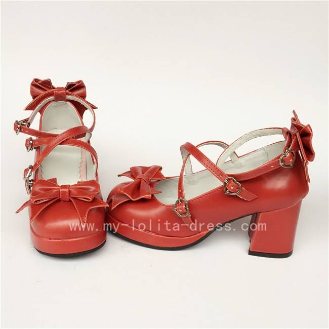 Sweet Cat's Ear Bows Matte Lolita Heels Shoes