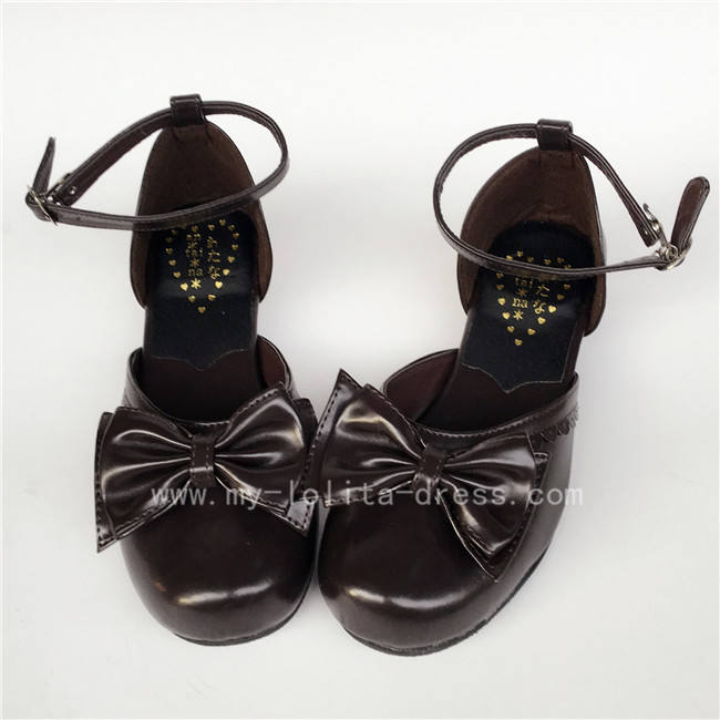 Sweet Coffee Bows Lolita Low Heels Shoes
