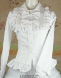 (Replica)Long Sleeves Lace Girls Blouse White -out