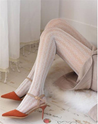 Bride Lace Stockings Hollowed Out Bottomed Thin Pantyhose Retro