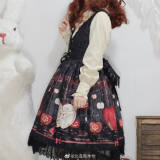 Honey Honey Lolita ~ Chinese Pear-leaved Crabapple Little Red Riding Hood Lolita Normal Waist JSK -Pre-order Closed