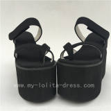 Black Jean Cloth Lolita High Platform with Unusaual Heels