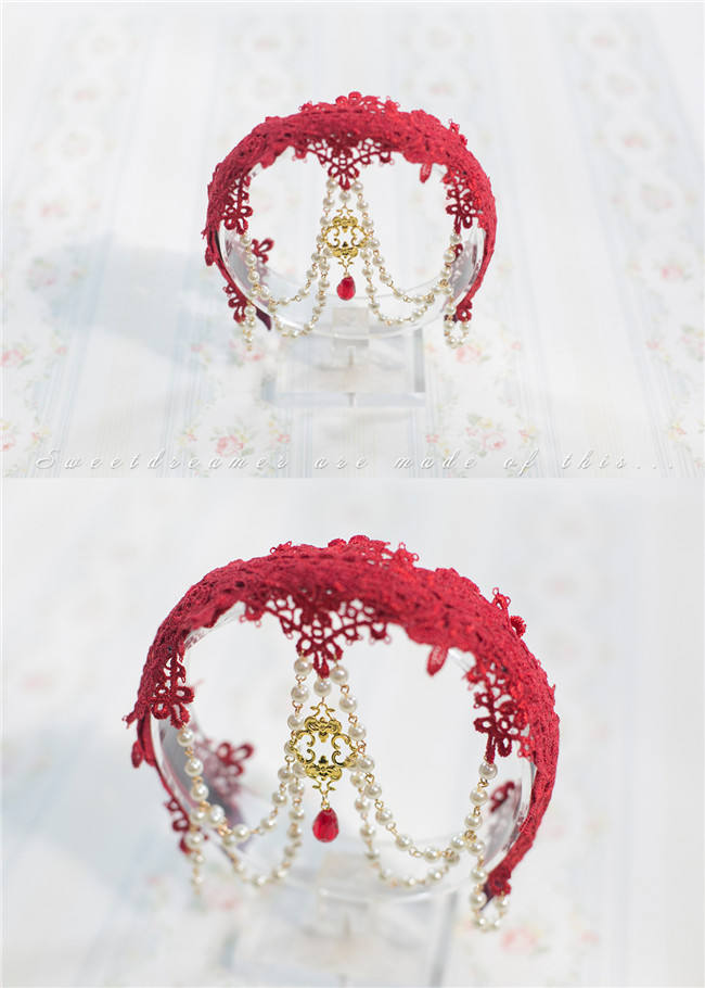 Sweet Dreamer Lace Beads Headbow and Veil Sets