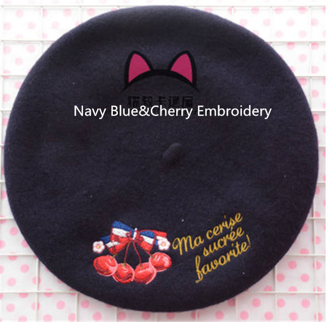 Swimmer Wool Sweet Embroidery Lolita Beret In Stock