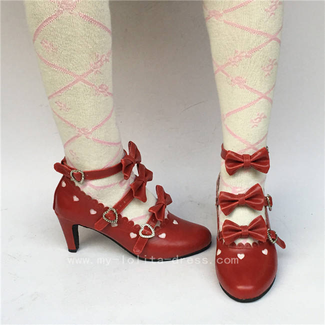 Light Brown Bows Antaina Tea Party Lolita Shoes Heels