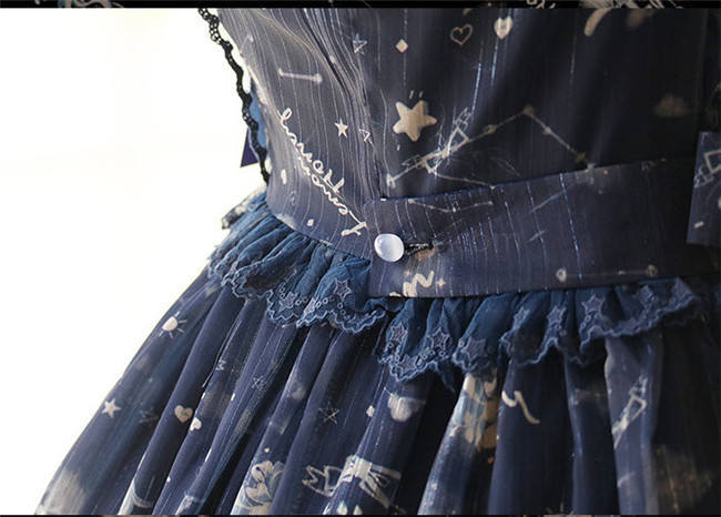 Lemon Honey ~Bear Constellation~ Fly Sleeves Printed Lolita JSK Black M In Stock