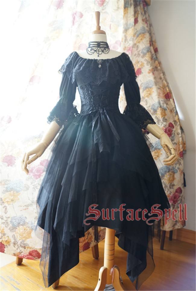 Surface Spell ***White Crystal & Black Agate*** Chiffon Medium Sleeves Lolita Blouse