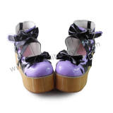 Glossy Purple White Wood Color Sole Lolita Shoes