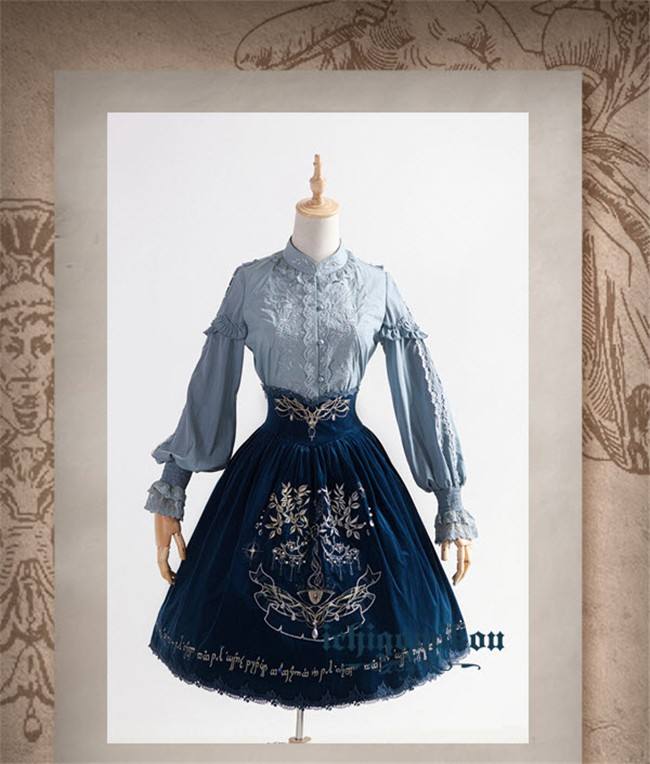 The Splendor of Gold&Siliver Tree Classic Embroidery Lolita Skirt, Jumper Dress, Vest and Cape