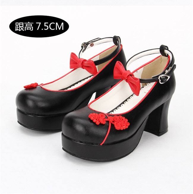 Angelic Imprint- Elegant Bow Embroidery Round/Square Heels Qi Lolita Shoes