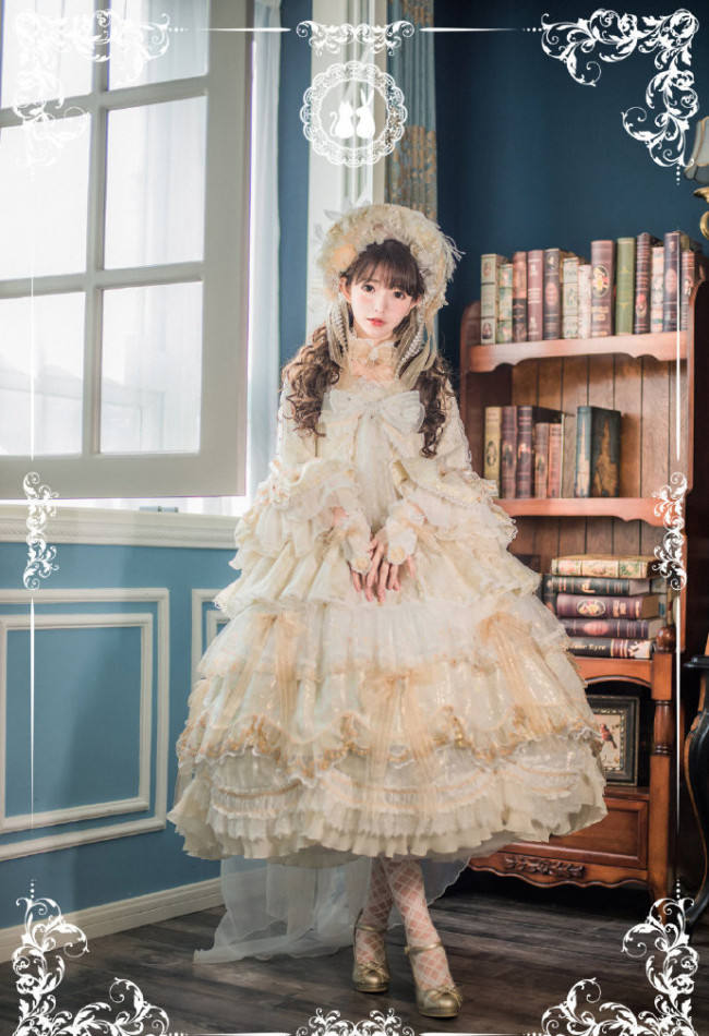 Ode to Love and Vows ~Luxury Lolita Fullset (OP + Necklace + Wristcuffs + Bonnet + Back Yarn) -Ready Made