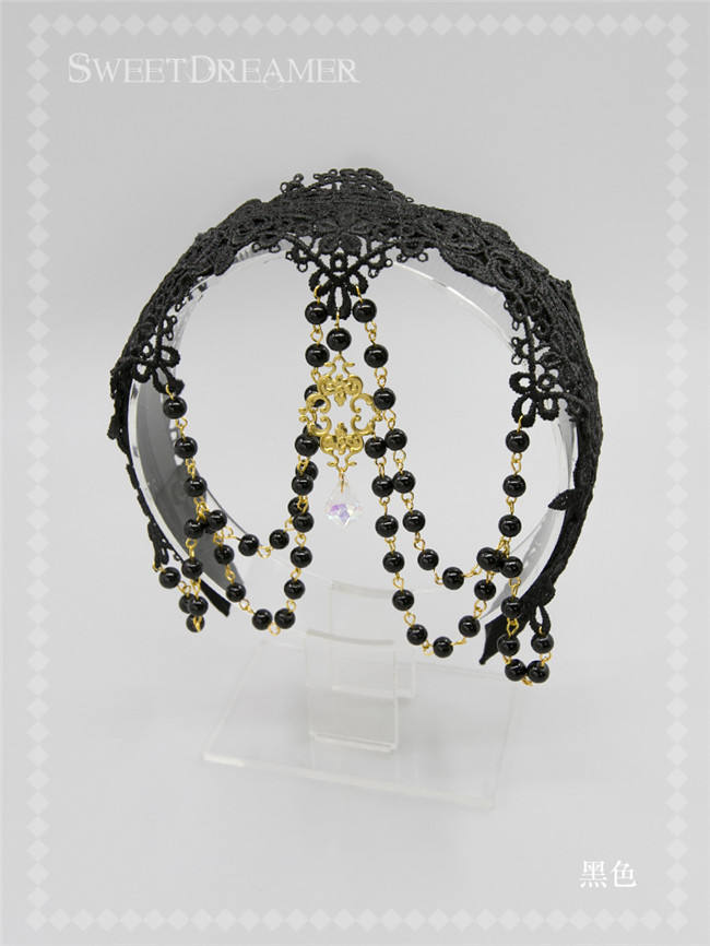 Sweet Dreamer Lace Beads Headbow and Veil Sets