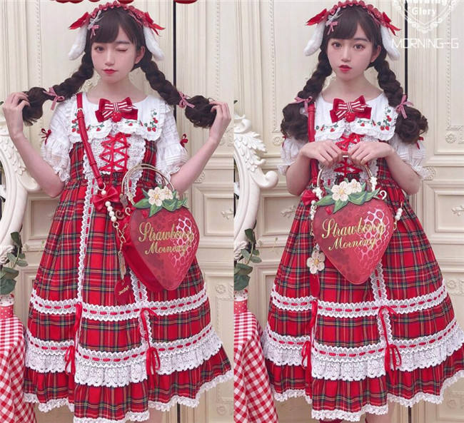 A Strawberry~Sweet Bows Lolita cross bag -Ready Made