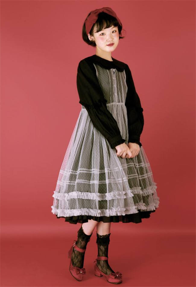 Daily wear Version Sweet Unicolor Lolita long sleeves OP- Ready Made