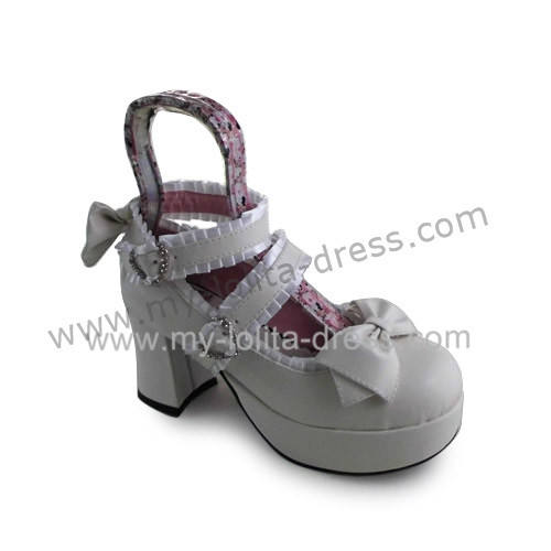 Matte White Bow Lace Lolita Shoes