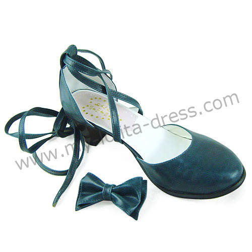 Dark Blue Bow Straps Lolita Sandals