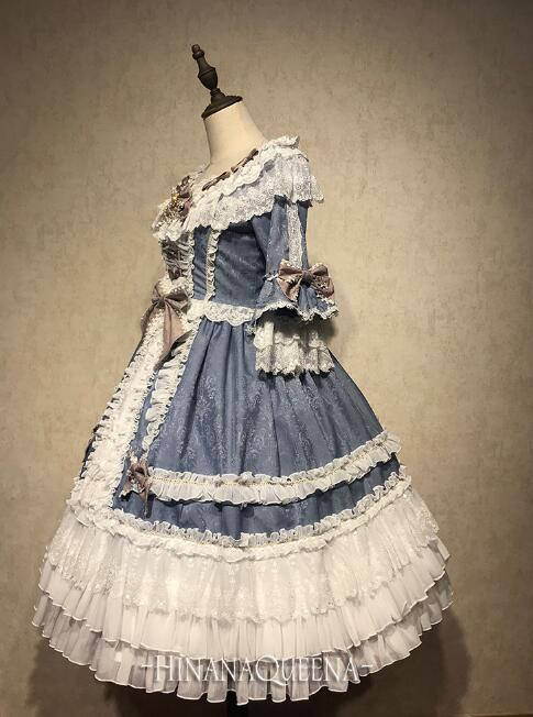 Moira~ Lolita Short Sleeves OP Dress -Sax Size XL In Stock