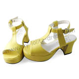 Cream Yellow T Strap Lolita Sandals- Clearance