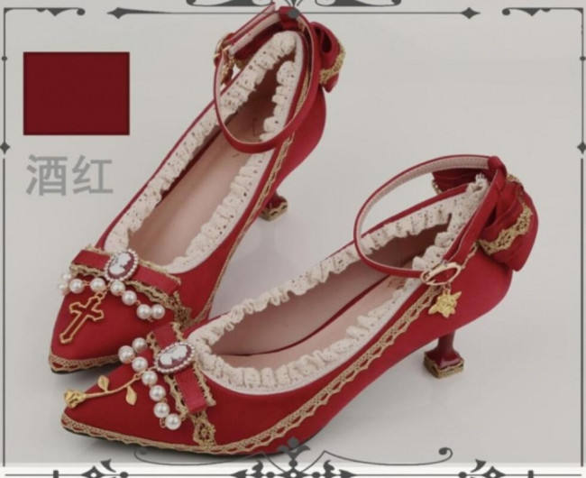 Rose Cross~ Versailles ~ Satin PU Lolita Shoes - Ready Made