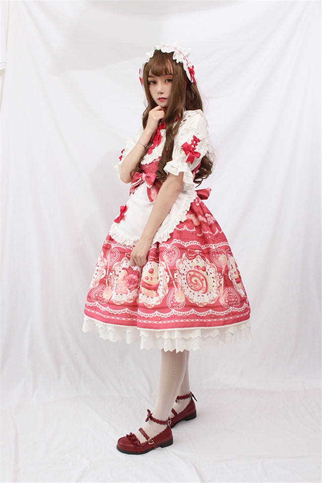 Dessert Chef~ Sweet Lolita JSK With Detachable Apron -Ready Made Light Blue Size S - In Stock