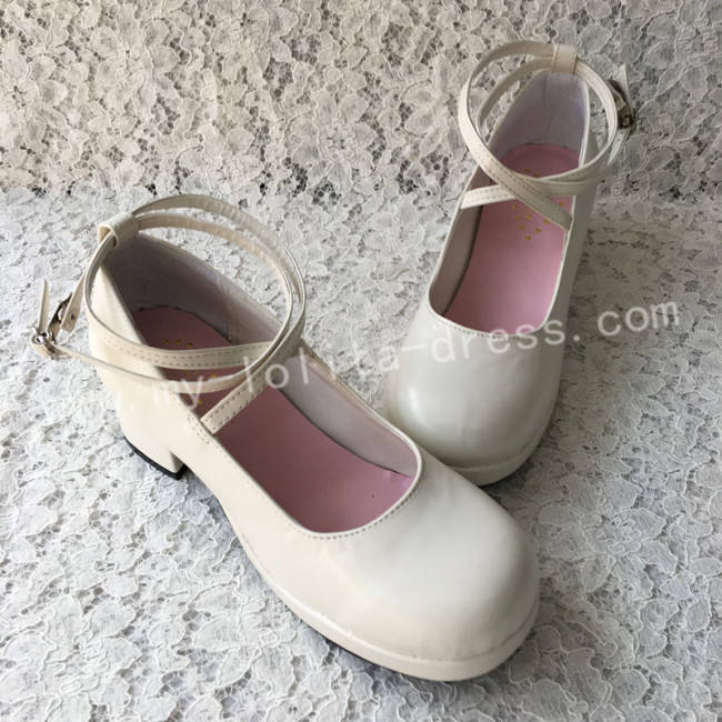 Black Crossed Straps Lolita Shoes