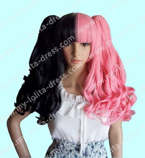 Black Pink Double Colored Wigs