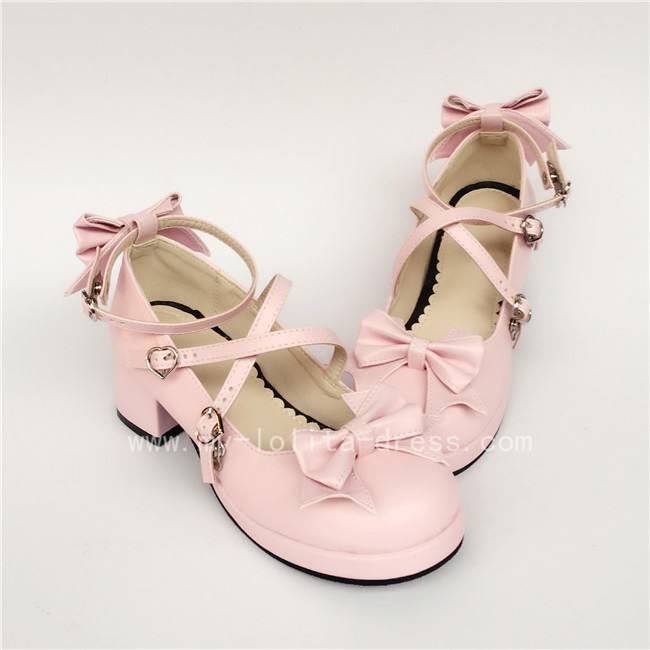 Sweet Cat's Ear Bows Matte Lolita Heels Shoes