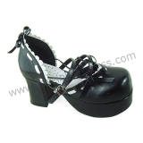 Black White Tiny Bow Lolita Sandals