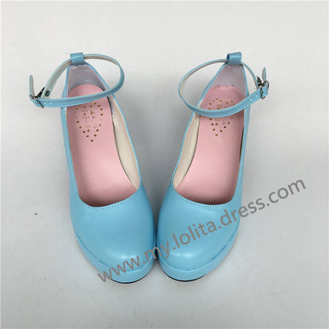 Matte Blue High Platform Lolita Heels Shoes